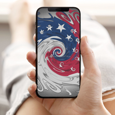 Smart phone displaying a swirl of patriotic colors. Tap to go to Digital Republic on Etsy.