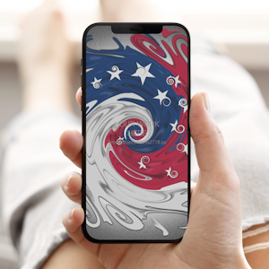 Smart phone displaying a swirl of patriotic colors. Tap to go to Digital Republic on Etsy.